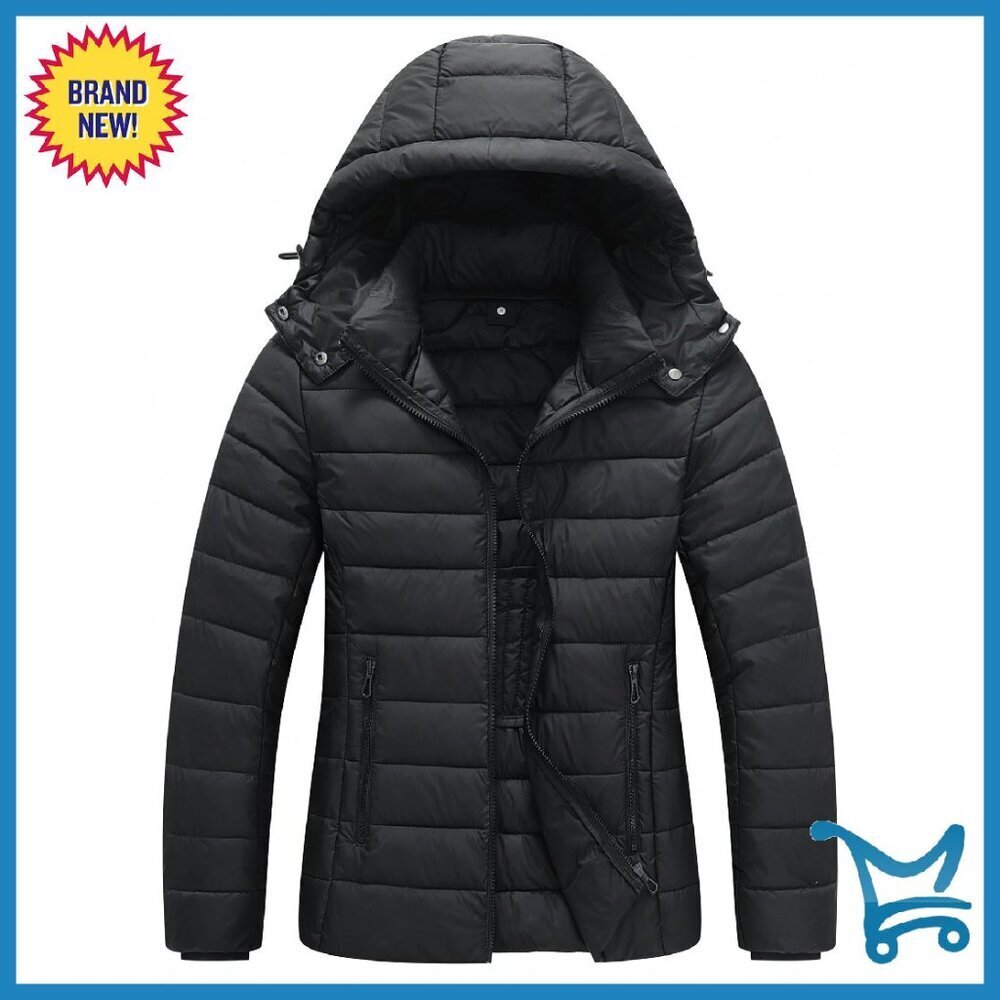 Women's Lightweight Waterproof Puffer Jacket Detachable Hood Winter Coat